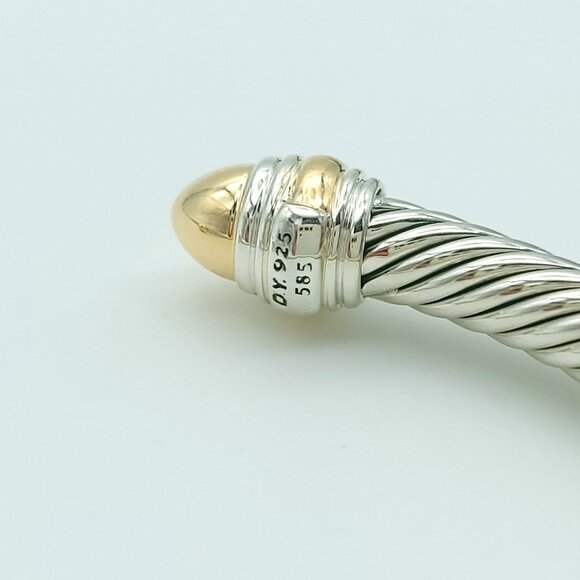 DAVID YURMAN 5mm Cable Classic Bracelet w/ 14k Gold in Sterling Silver 7 inch - Picture 5 of 9